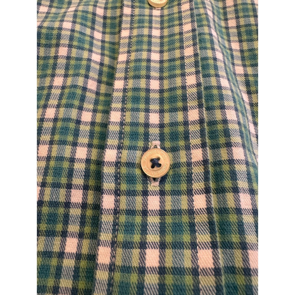 Southern Tide Mens Large Green Blue Plaid Long Sleeve Button Down Cotton Shirt L - Picture 5 of 9
